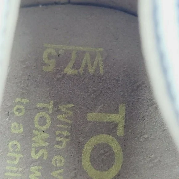 Toms Blue Striped Peep Toe Espadrille Wedge Sandal Size 7.5 - Picture 8 of 8